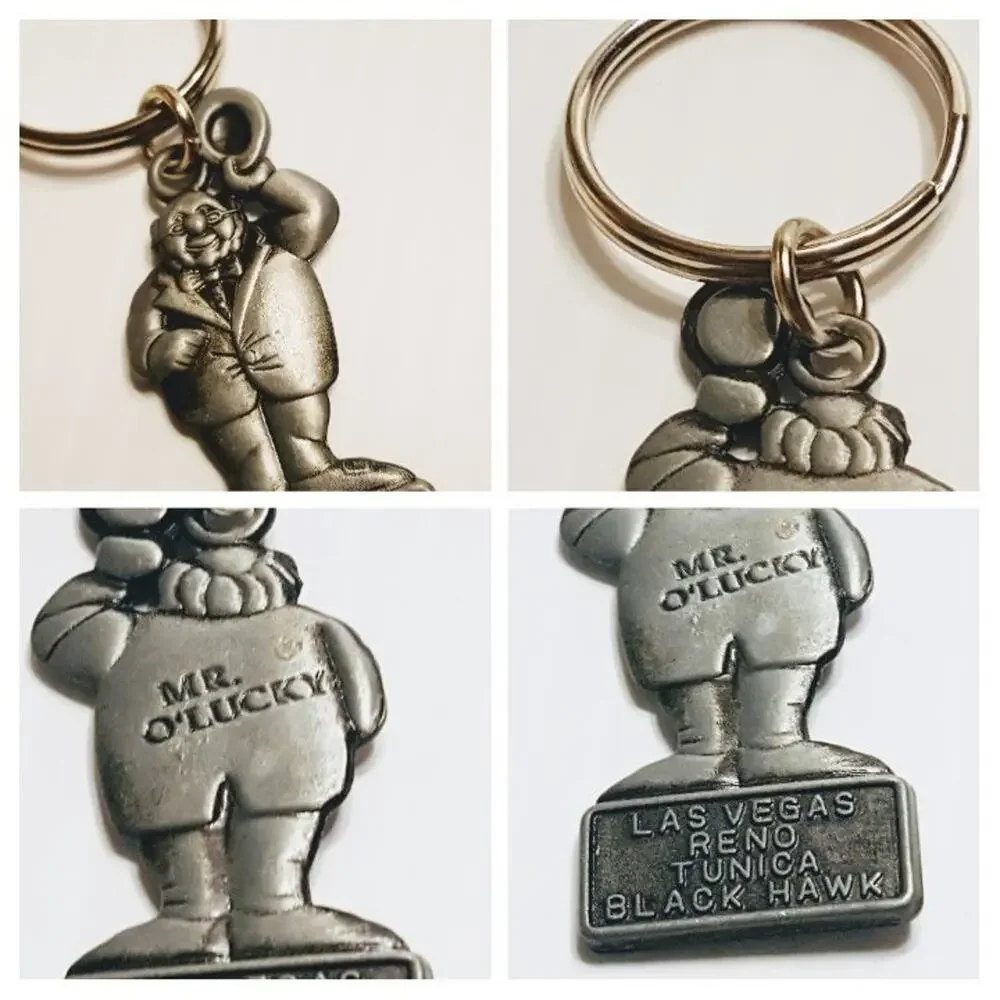 Metal Fitzgerald Casino Mr. O'Lucky Key Chain Vintage Las Vegas, NV.